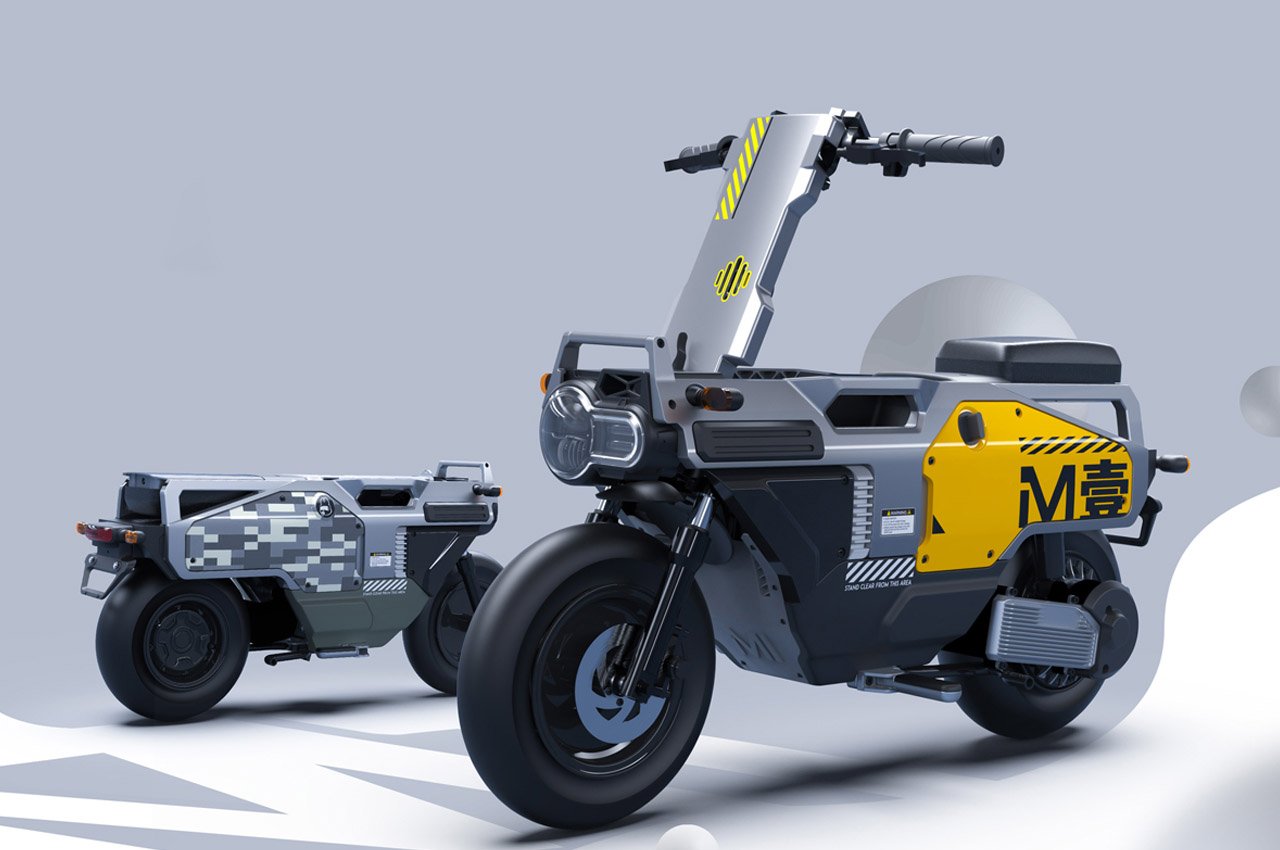 Fully-electric M One electric moped folds into its frame, easily fits in the boot of your car - Yanko Design