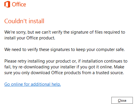Microsoft Office installation Error