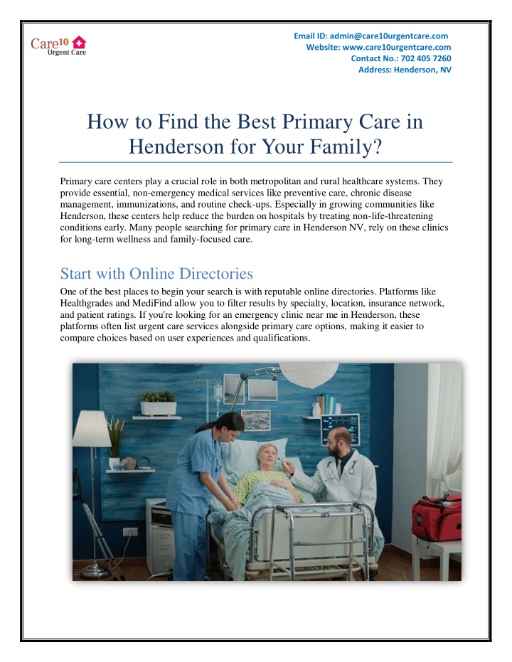 PPT - How to Find the Best Primary Care in Henderson for Your Family PowerPoint Presentation - ID:14267882