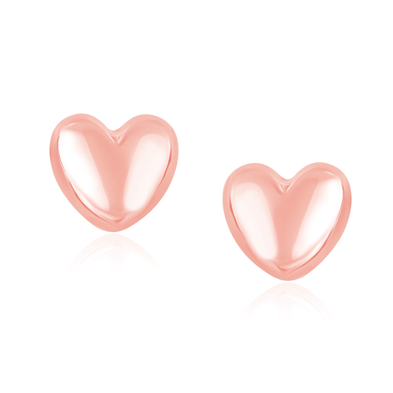 14K Rose Gold Puffed Heart Earrings - American Gold Market