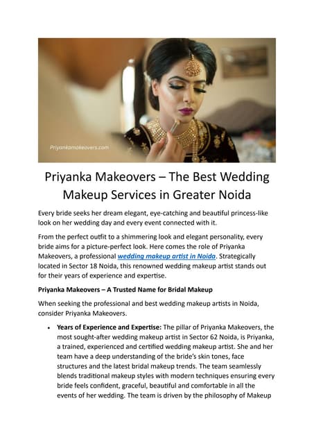 Priyanka Makeovers – The Best Wedding Makeup Services in Greater Noida | PDF