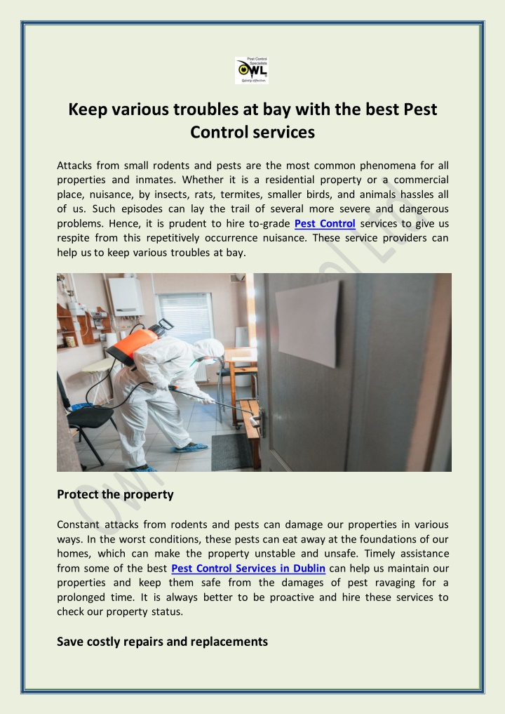 PPT - Keep various troubles at bay with the best Pest Control services PowerPoint Presentation - ID:14261498