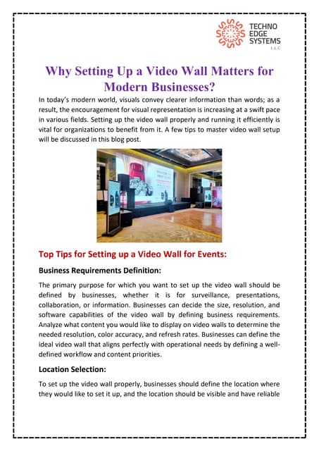 Why Setting Up a Video Wall Matters for Modern Businesses? | PDF