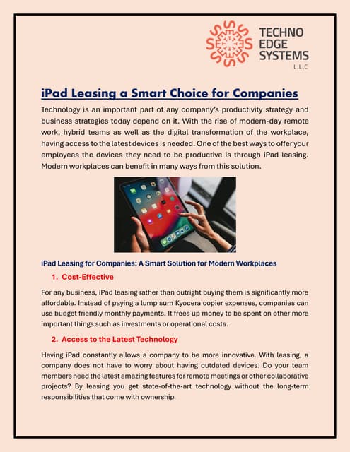 iPad Leasing a Smart Choice for Companies. | PDF