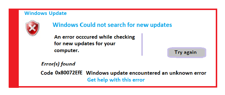 Solutions to Fix Windows Update Error Code 0x80072efe