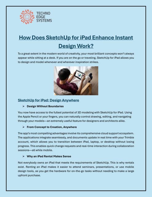 How Does SketchUp for iPad Enhance Instant Design Work? | PDF