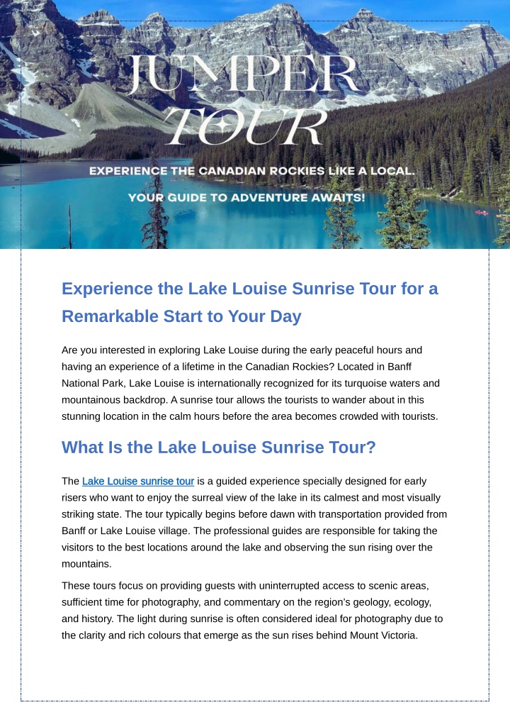 PPT - Experience the Lake Louise Sunrise Tour for a Remarkable Start to Your Day.docx PowerPoint Presentation - ID:14384660