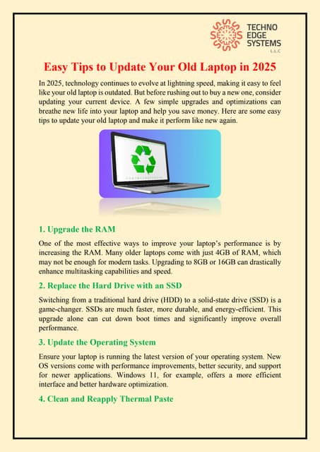 Easy Tips to Update Your Old Laptop in 2025 | PDF
