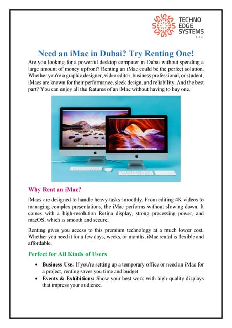 Need an iMac in Dubai - Try Renting One!. | PDF