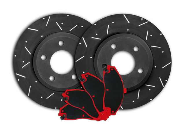 DIMPLED & SLOTTED FRONT Disc Rotors & PADS fits VOLKSWAGEN Amarok TDI400 2L Diesel 2010 Onwards