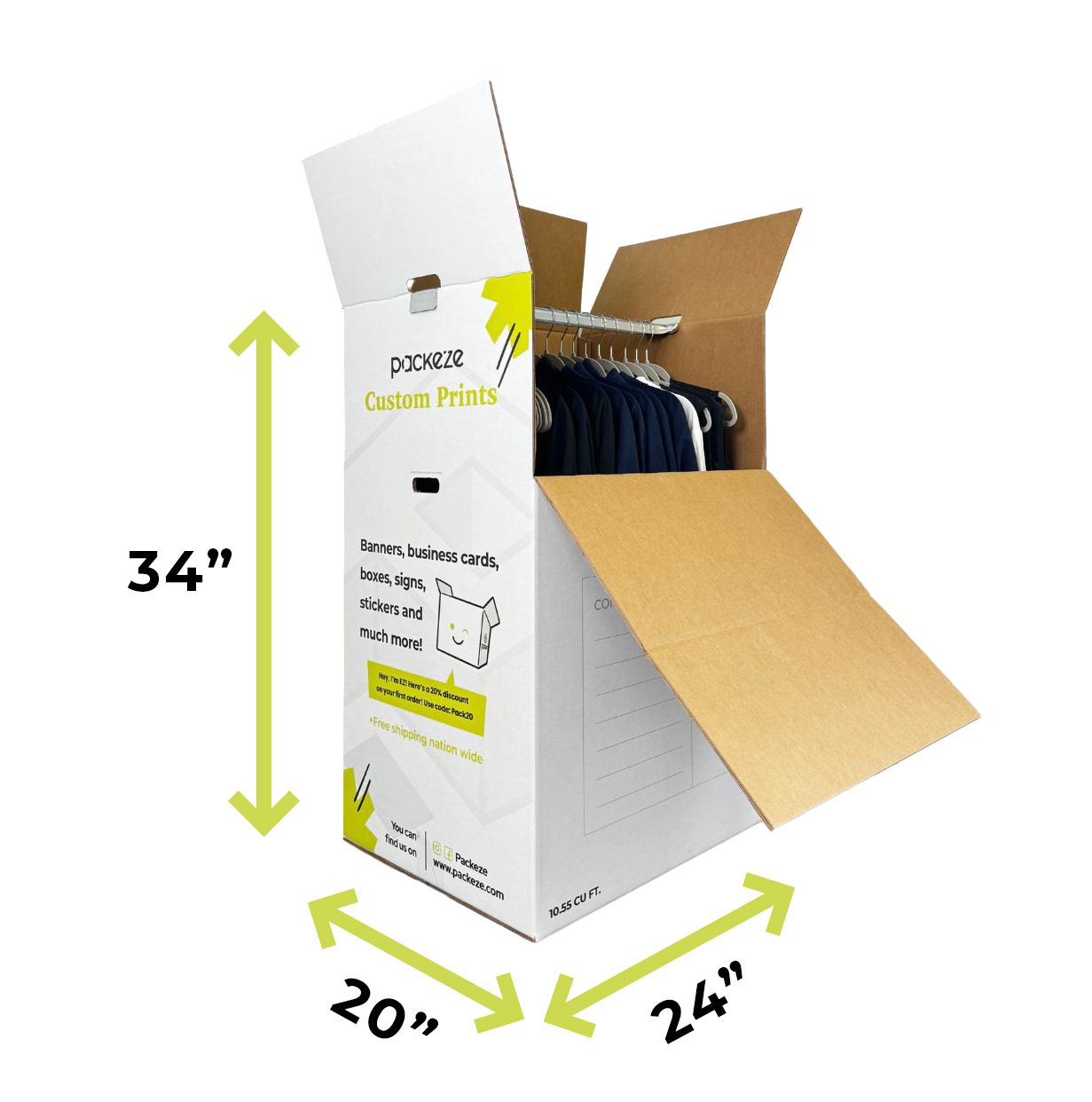 Wardrobe Moving Boxes with Hanger Bar | Packeze