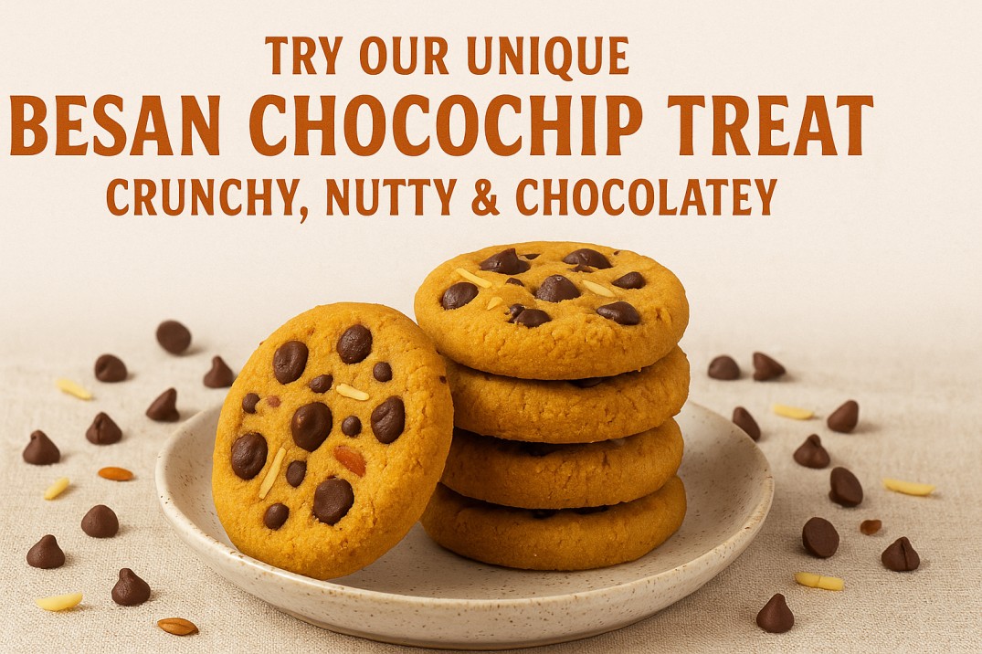 Try Our Unique Besan Chocochip Treat – Crunchy, Nutty & Chocolatey