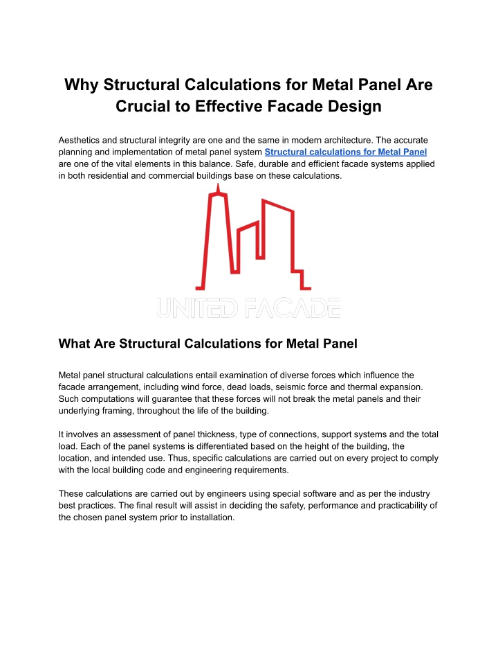 PPT - Why Structural Calculations for Metal Panel Are Crucial to Effective Facade Design PowerPoint Presentation - ID:14487137
