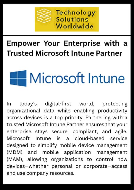 Empower Your Enterprise with a Trusted Microsoft Intune Partner | PDF