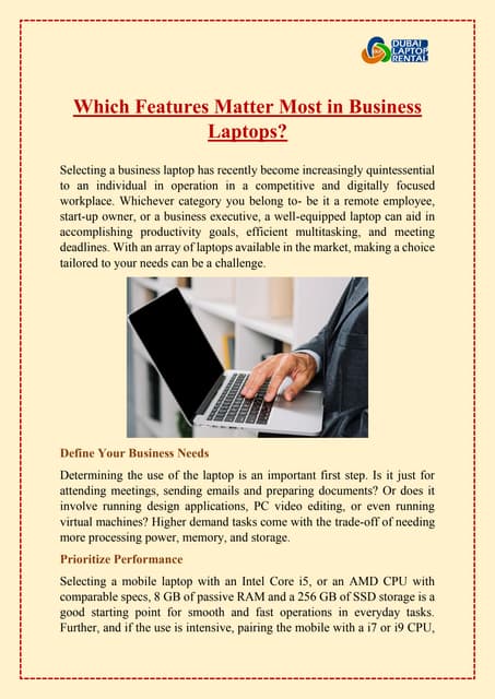 Which Features Matter Most in Business Laptops? | PDF