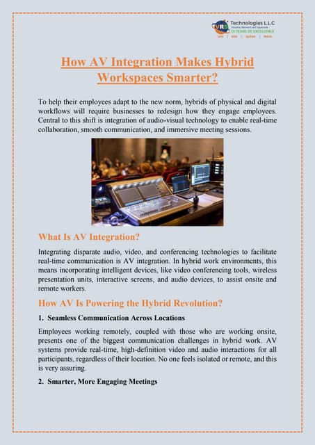 How AV Integration Makes Hybrid Workspaces Smarter? | PDF