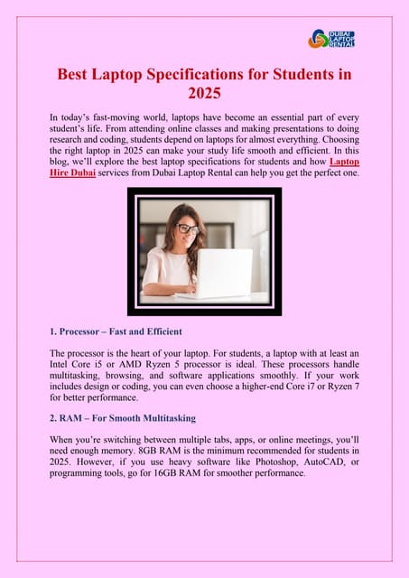 Best Laptop Specifications for Students in 2025 | PDF