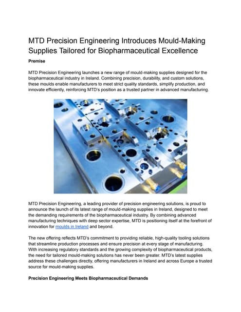 MTD Precision Engineering Introduces Mould-Making Supplies Tailored for Biopharmaceutical Excellence.pdf