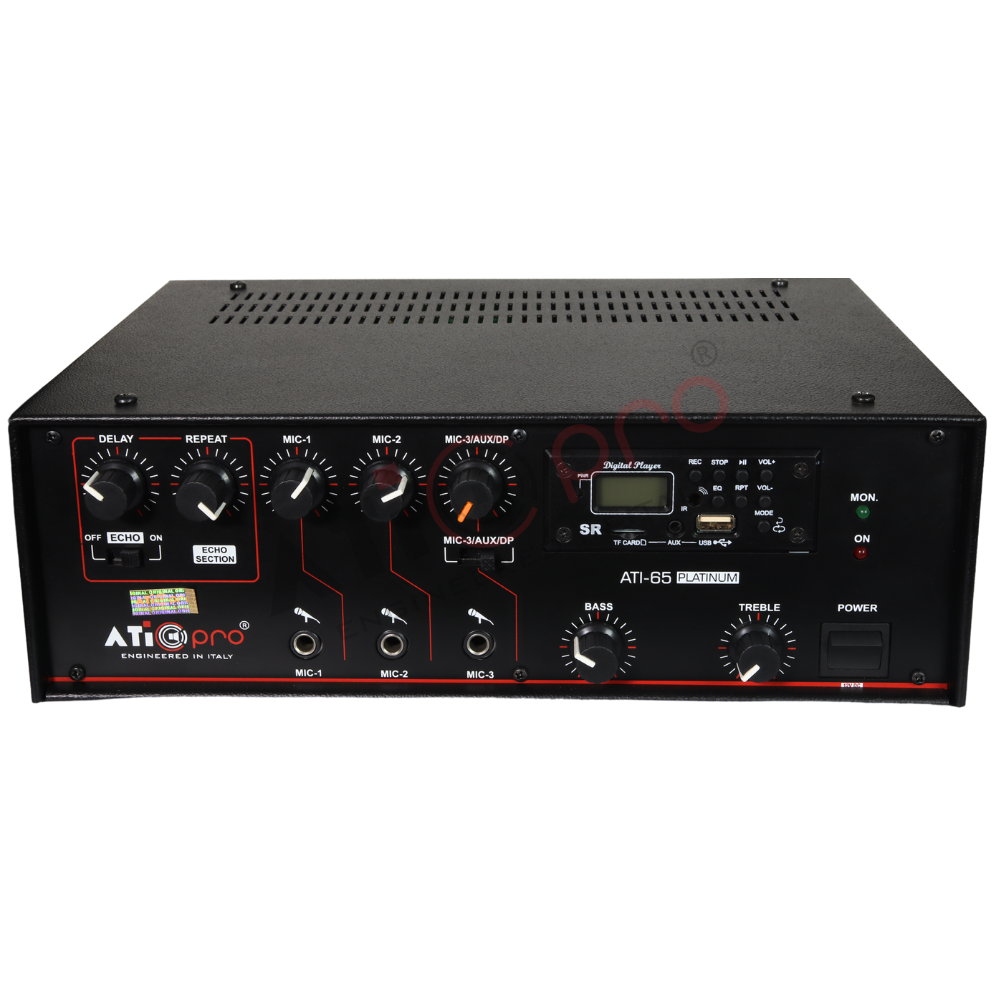 Compact PA Amplifier 65 Watt With Echo Effect Model ATI 65