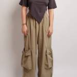 Khaki loose cargo pants