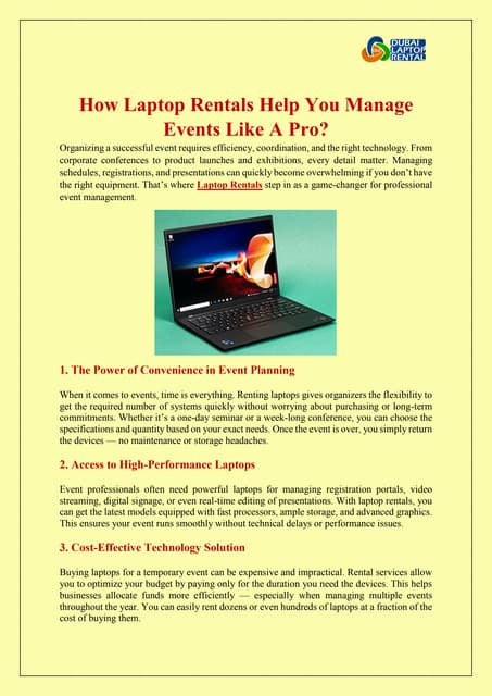 How Laptop Rentals Help You Manage Events Like A Pro? | PDF