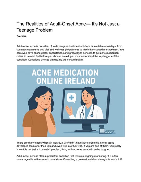 The Realities of Adult-Onset Acne— It’s Not Just a Teenage Problem | PDF