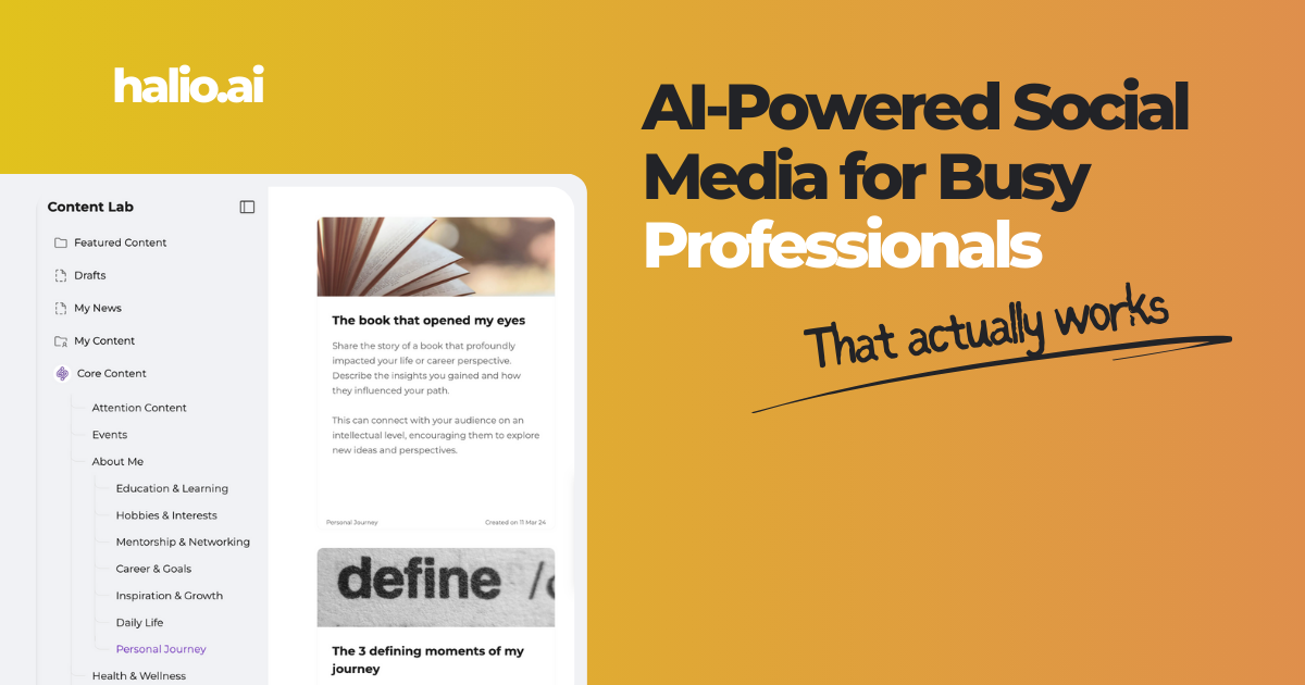 Home | Halio AI | AI-Powered Social Media for Busy Professionals