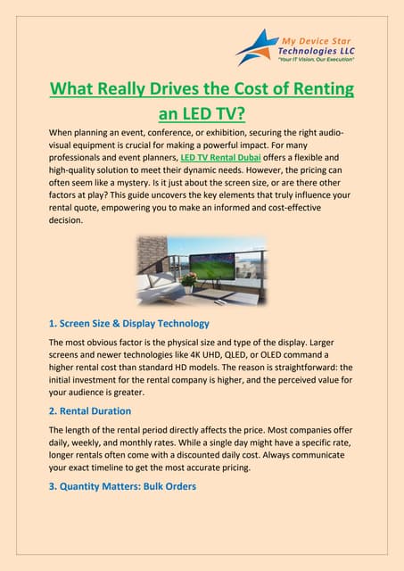 What Really Drives the Cost of Renting an LED TV? | PDF