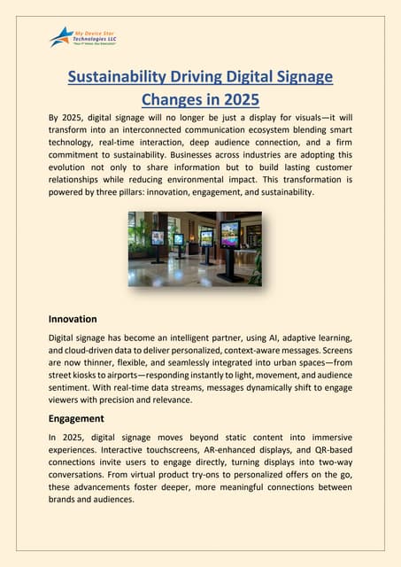 Sustainability Driving Digital Signage Changes in 2025 | PDF