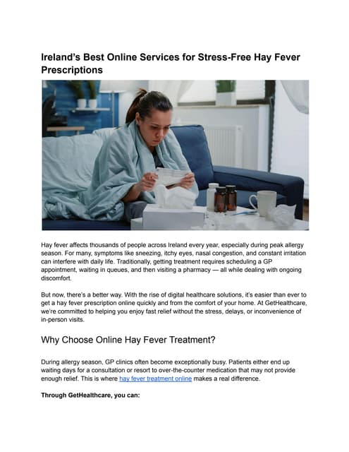 Ireland’s Best Online Services for Stress-Free Hay Fever Prescriptions | PDF