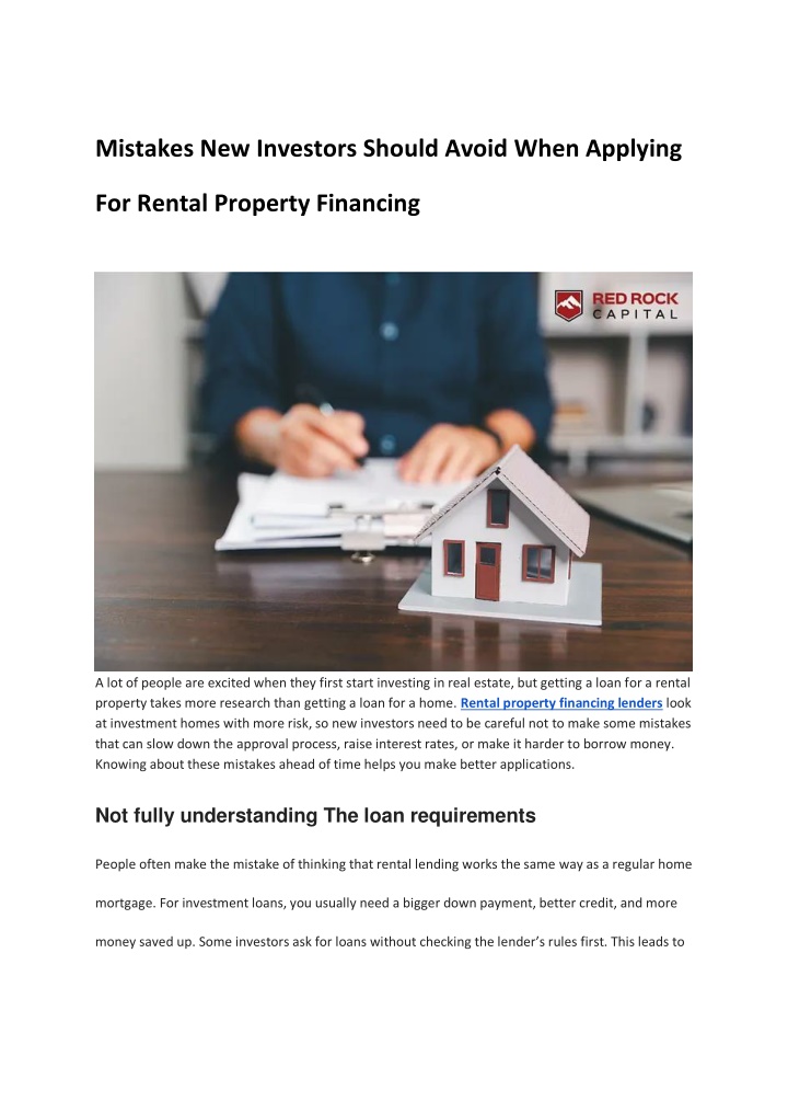 PPT - Mistakes New Investors Should Avoid When Applying For Rental Property Financing PowerPoint Presentation - ID:14657609