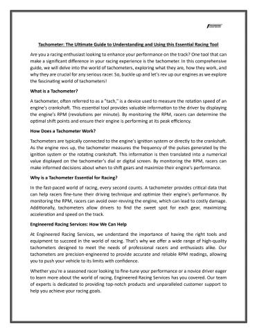 Tachometer- The Ultimate Guide to Understanding and Using this Essential Racing Tool