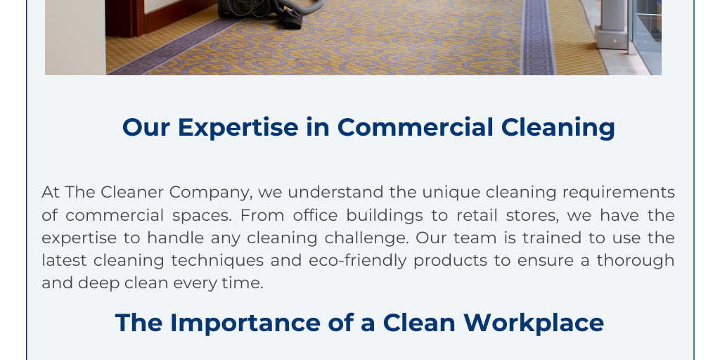 Affordable & Professional Commercial Cleaning in Hackney by The Cleaner Company - Infogram