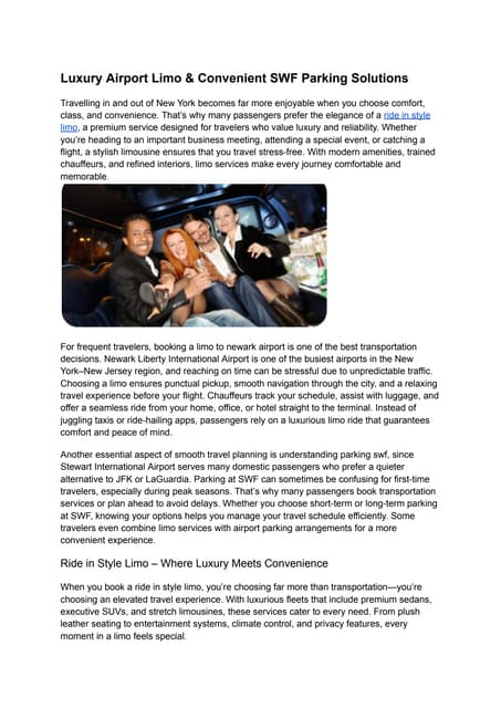 Luxury Airport Limo & Convenient SWF Parking Solutions.pdf
