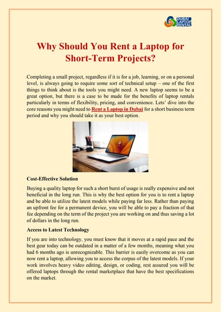 Why Should You Rent a Laptop for Short-Term Projects? | PDF
