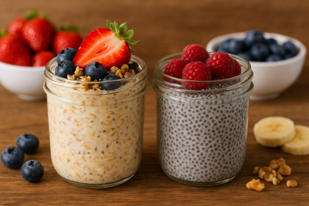High-Protein Overnight Oats and Chia Pudding for healthy lifestyle.