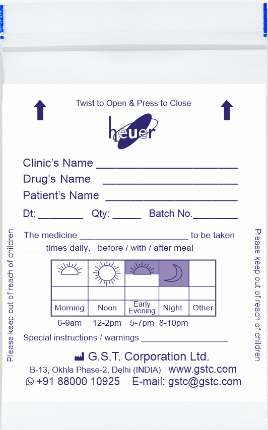 Buy LDPE Medicine Ziplock Pouch | GSTC Global Exporter