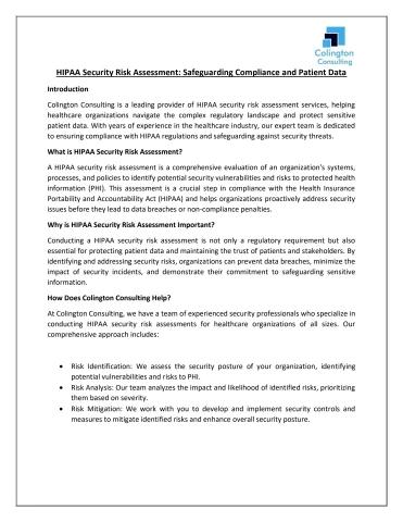 HIPAA Security Risk Assessment - Safeguarding Compliance and Patient Data (1)