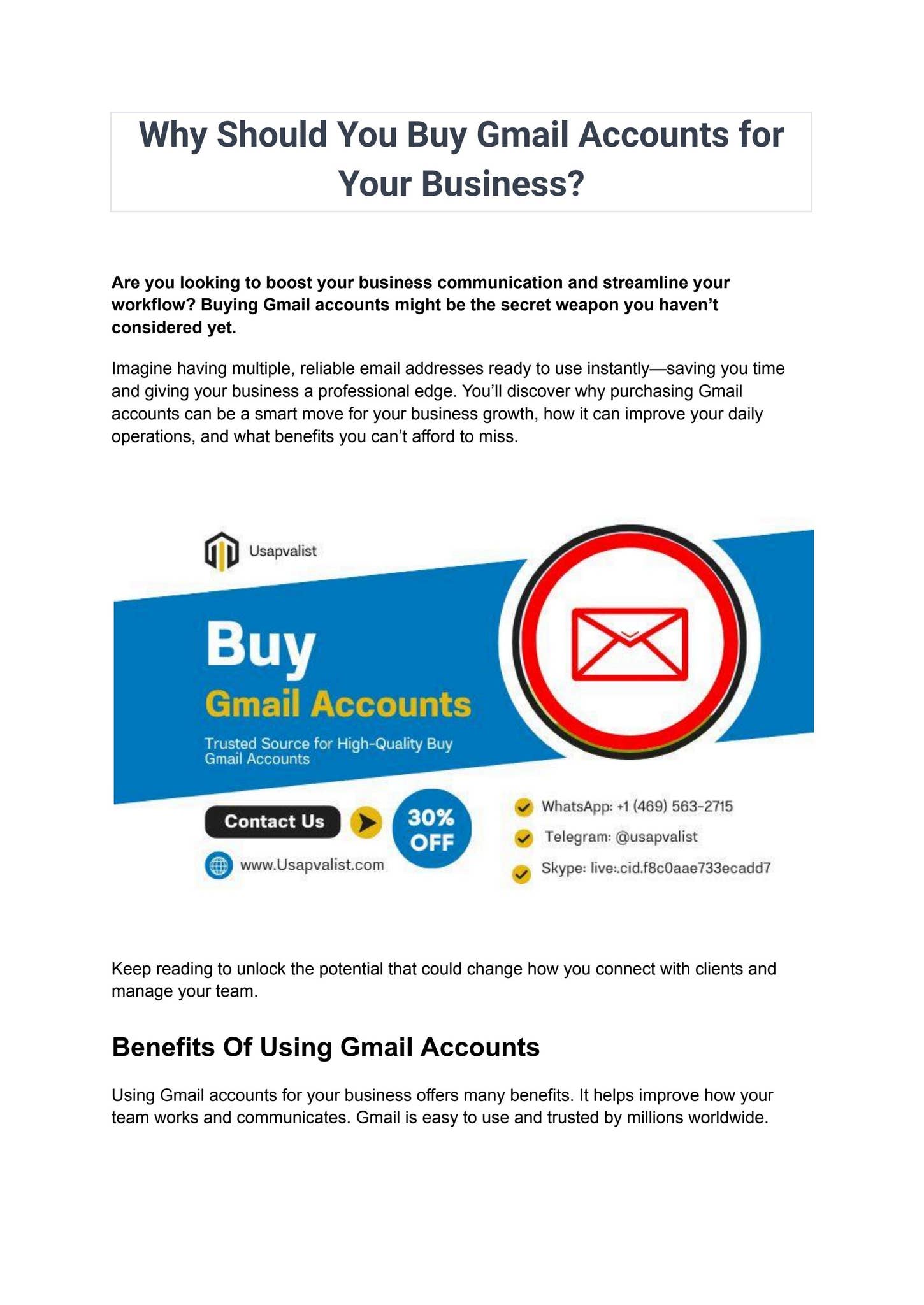 Why Should You Buy Gmail Accounts for Your Business by Buy PVA Gmail Accounts - Issuu