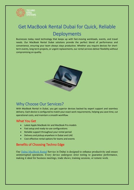 Get MacBook Rental Dubai for Quick, Reliable Deployments | PDF