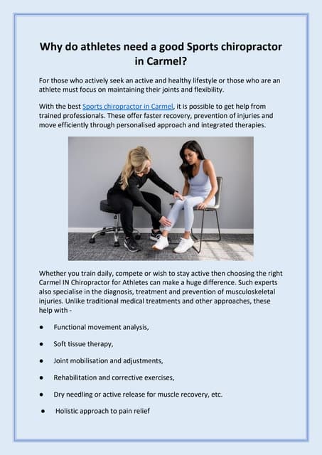 Why Athletes Need a Good Sports Chiropractor in Carmel | PDF
