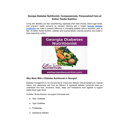 Georgia Diabetes Nutritionist | Esther Tambe Nutrition