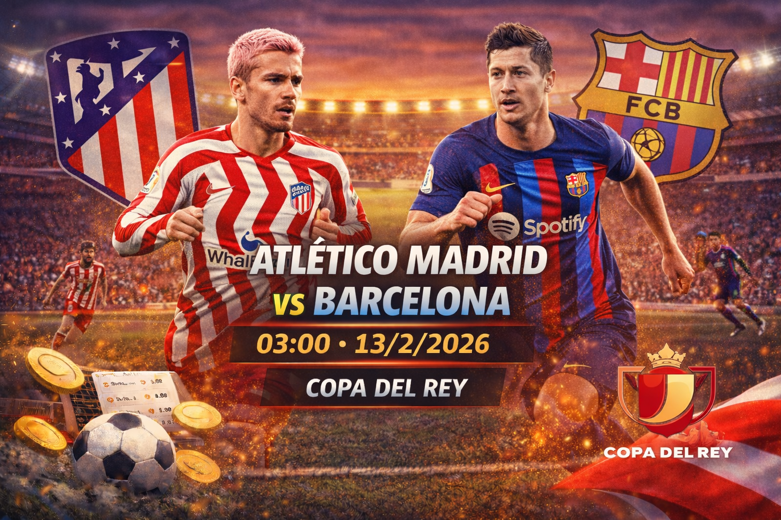 Soi kèo Atletico Madrid vs Barcelona 13/2 | Copa del Rey