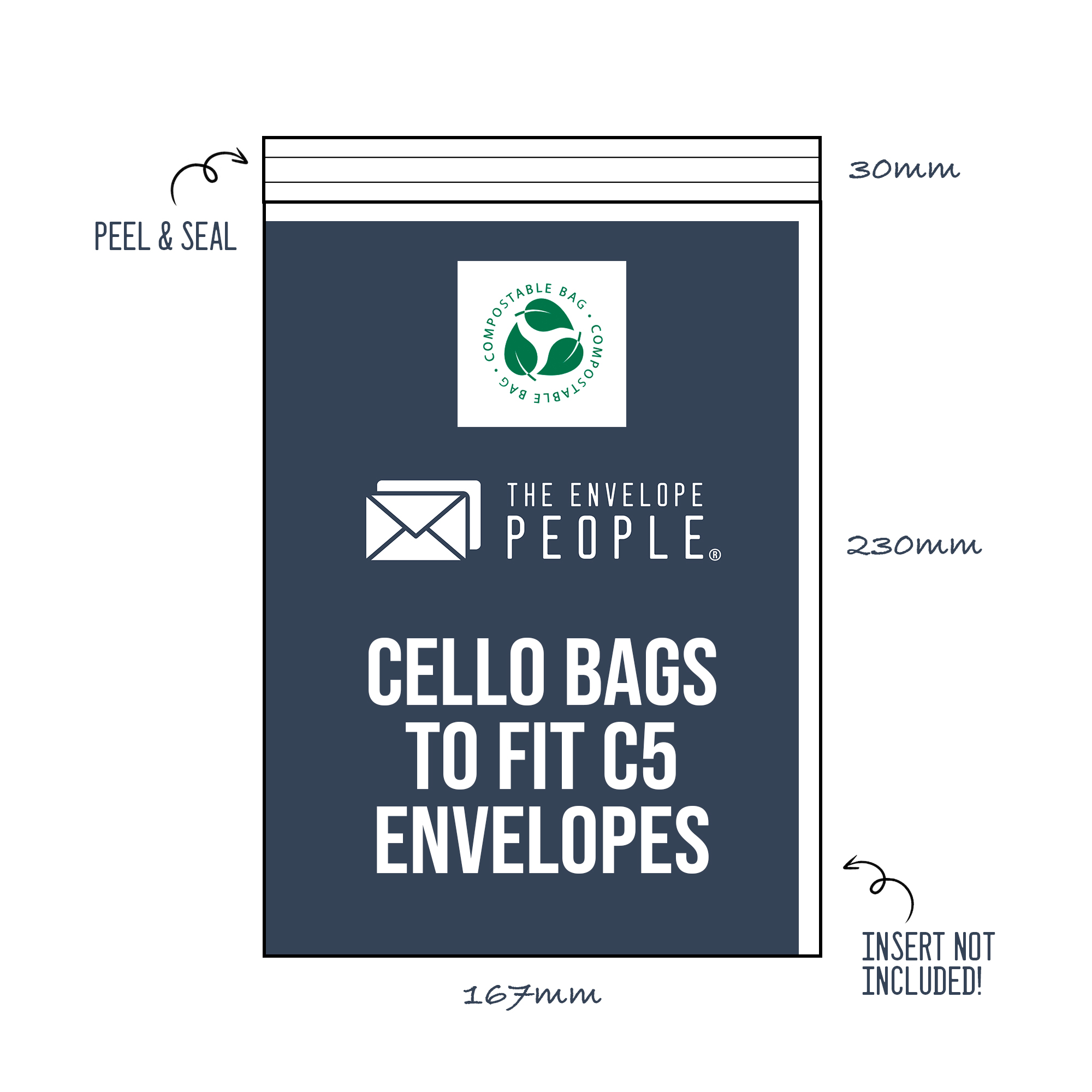 Compostable - Cello Bags To Fit C5 Envelopes (Peel & Seal) - The Envelope People