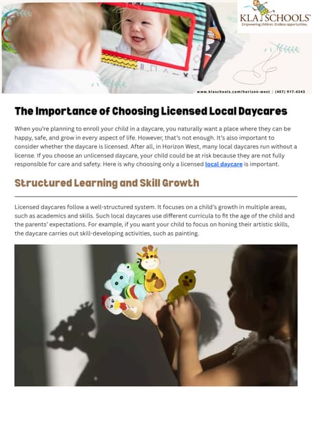 The Importance of Choosing Licensed Local Daycares | PDF