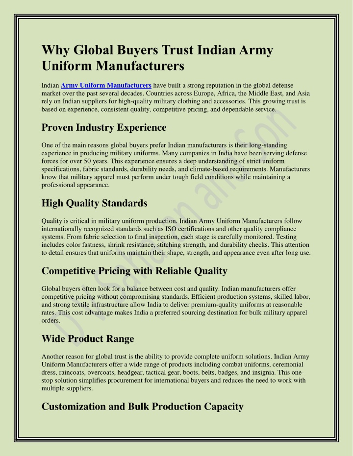 PPT - High-Quality Military Uniform Accessories Manufacturer in India PowerPoint Presentation - ID:14797914