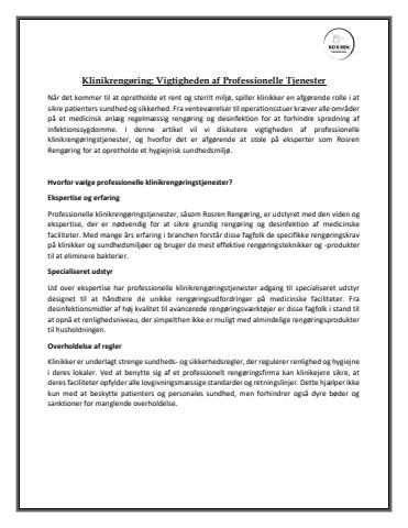 Klinikrengøring: Vigtigheden af ​​Professionelle Tjenester