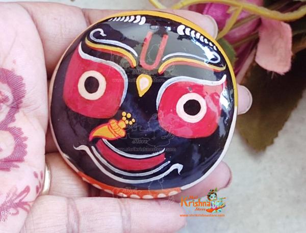 Painted Jagannath Shaligram - Sacred Jagan nath Hindu Deity
