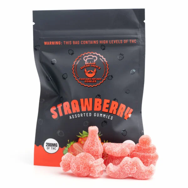 200mg THC Assorted Strawberry Gummies (Sugar Jack’s) - Herb Approach
