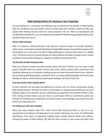 Reiki Healing Online UK: Healing at Your Fingertips